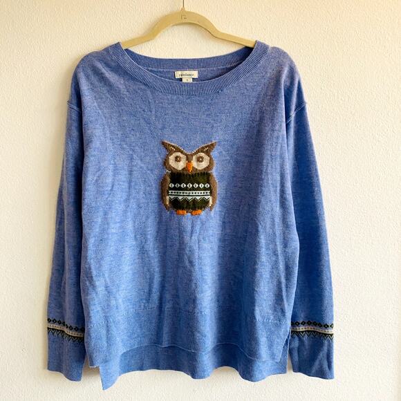 Sundance S blue wise owl sweater - Picture 2 of 5